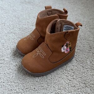 Carter's Tan Baby Boots with Floral Design- 4M